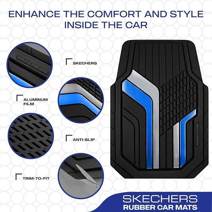 Skechers Heavy Duty Rubber Car Floor Mats, Dual Color Design Floor Mats - Image 4