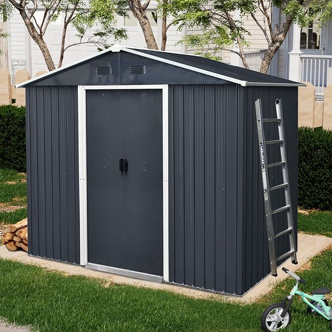 4x8 FT Outdoor Storage Shed, Metal Garden Shed by BNSPLY