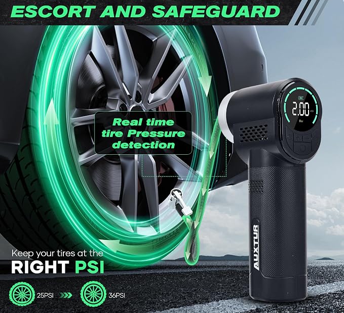 Vehicle Tire Inflator Portable Air Compressor & Inflator, TYPE-C 6000mAH Car - Image 3