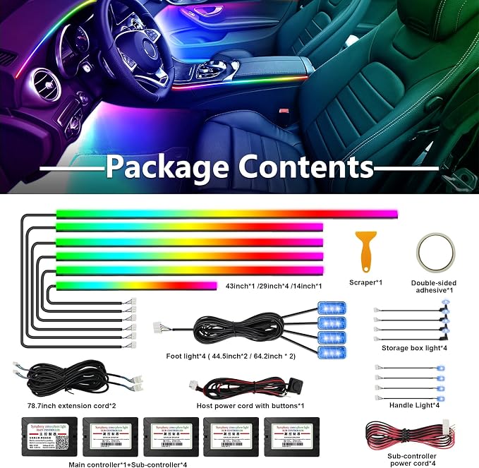 WEBUPAR Dreamcolor Acrylic Interior Car Lights - 18 in 1 RGB LED Strip Lights - Image 5