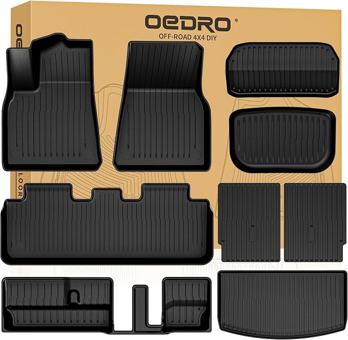OEDRO Floor Mats 9 Pcs Fits for Tesla Model Y 7-Seater 2024-2020 Custom Fit All by OEDRO