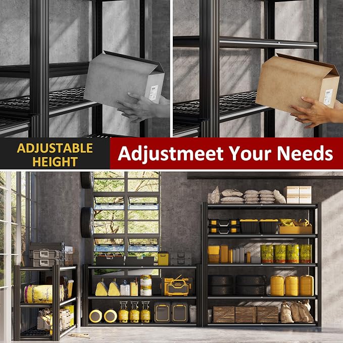 48" W Metal Garage Shelving 5 Tier Storage Shelves Heavy Duty 3030LBS - Image 7