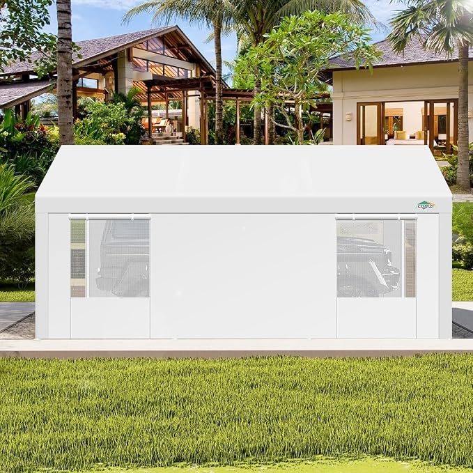 COBIZI Carport 12x20ft Heavy Duty Portable Garage, 2.0 Powder Coated Frame - Image 2