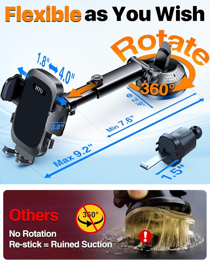HTU 2025 Best Car Phone Holder 【Ultimate 5-in-1 & Upgraded 100+LBS Strongest - Image 5