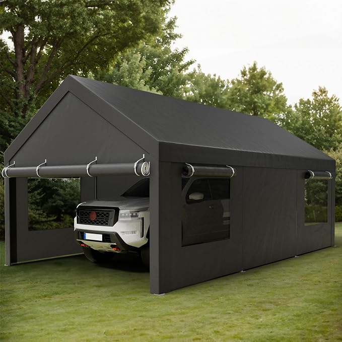 Shintenchi Carport 12' x 20' Heavy Duty Portable Garage, Car Port Canopy - Image 8