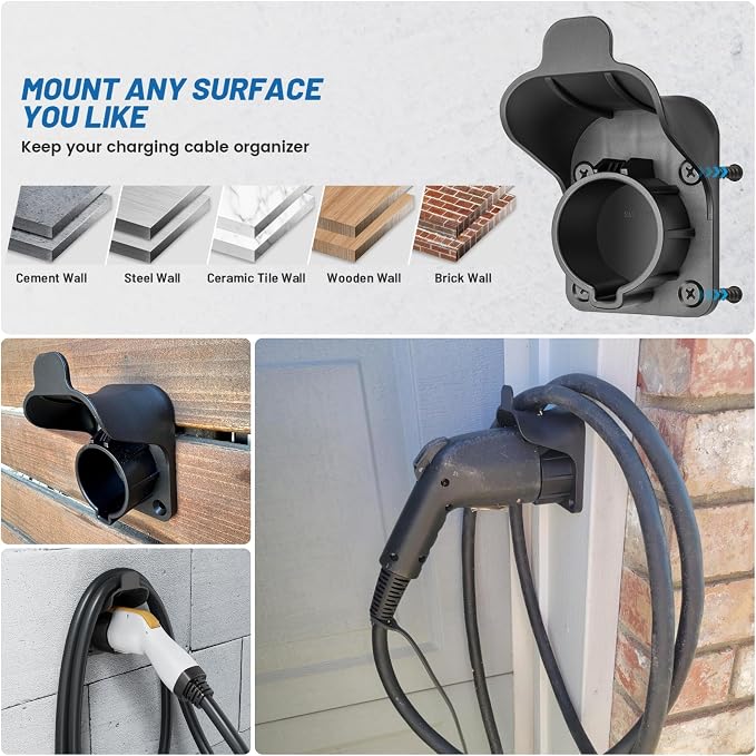 MECMO EV Charger Holder SAE J1772 Wall Mount Charging Cable Hanger Organizer - Image 5