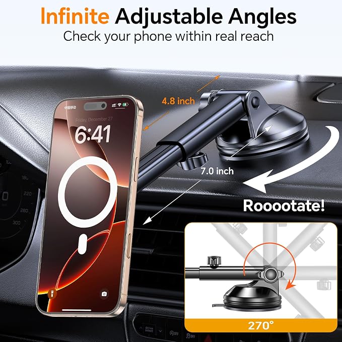 Coolpow for MagSafe Car Mount【Windshield+Vent+Dash】Magnetic Phone Holder for - Image 5