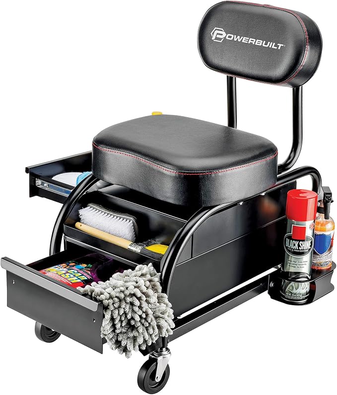 Powerbuilt Professional Car Detailers Mechanics Roller Seat, Heavy Duty Garage - Image 5