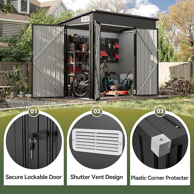 Aoxun 7' x 4' Shed 140 CU.FT Outdoor Waterproof Storage Shed - Image 6
