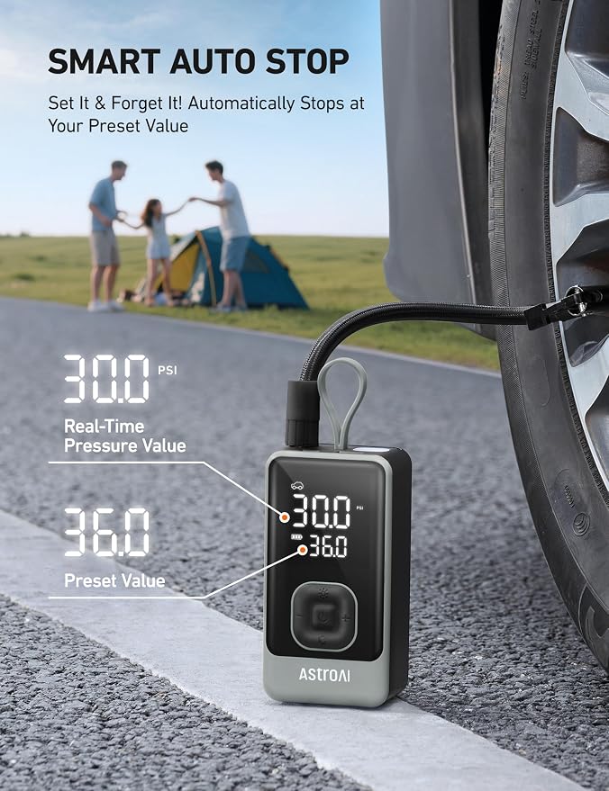 AstroAI L7 Air Tire Inflator Portable Air Compressor, 150PSI Electric Cordless - Image 8