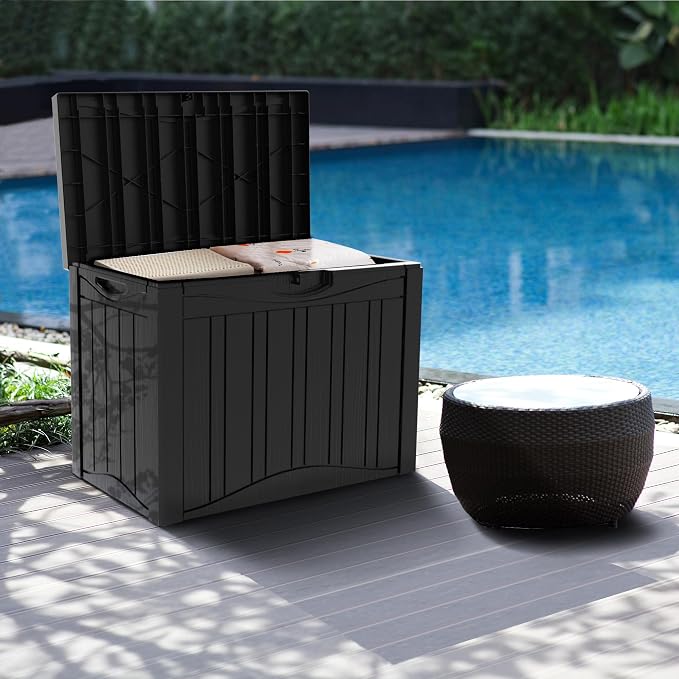 45 Gallon Resin Deck Box, Waterproof Outdoor Storage Bin - Image 5