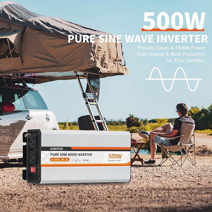 500W Power Inverter, DC 12V to 120V AC Converter - Image 4