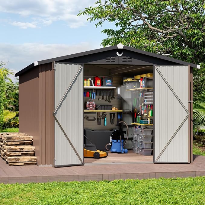 Metal Storage Shed, Outdoor Storage Building 10x12, Large Backyard Sheds by Sannwsg