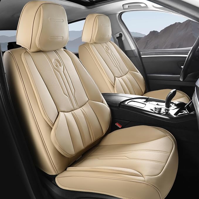 AOOG Front Seat Covers, Car Seat Covers Front Seats, Leather Seat Covers by AOOG
