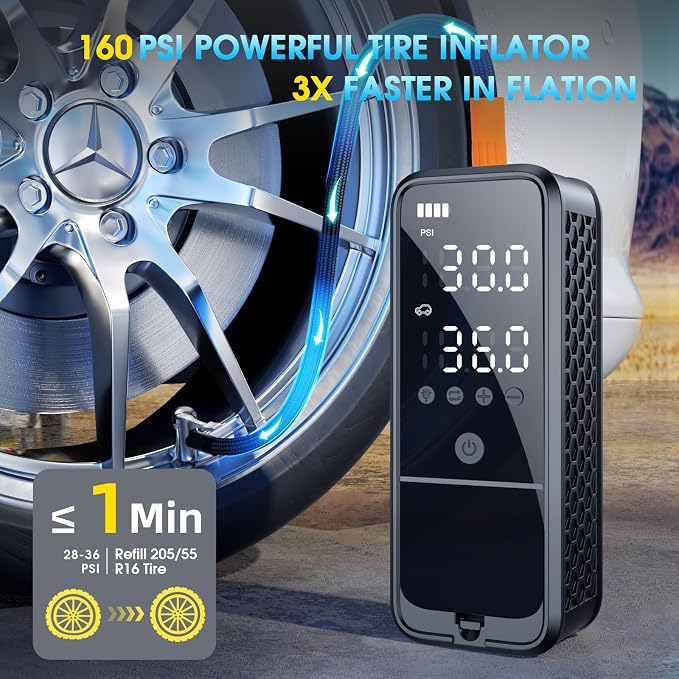Tire Inflator Portable Air Compressor, 160 PSI Air Pump - Image 2