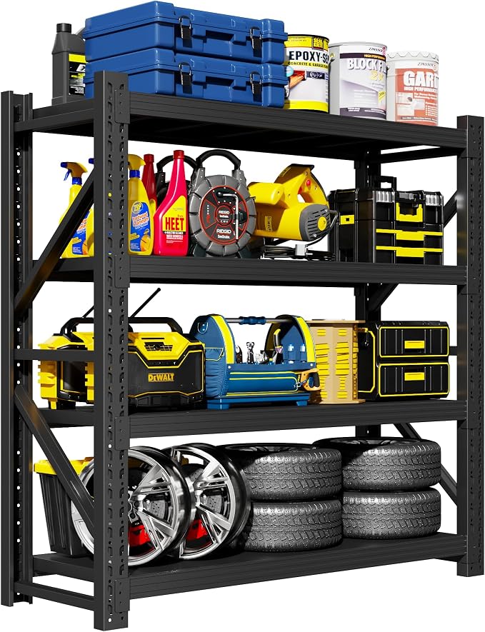 Garage Shelving Unit, 4 Tier Heavy Duty Racks, Easy Assembly, Metal Racks by Pokoke