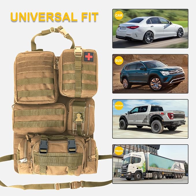 Universal Tactical Seat ​Back Organizer Vehicle Molle Panel Organizer Storage - Image 3