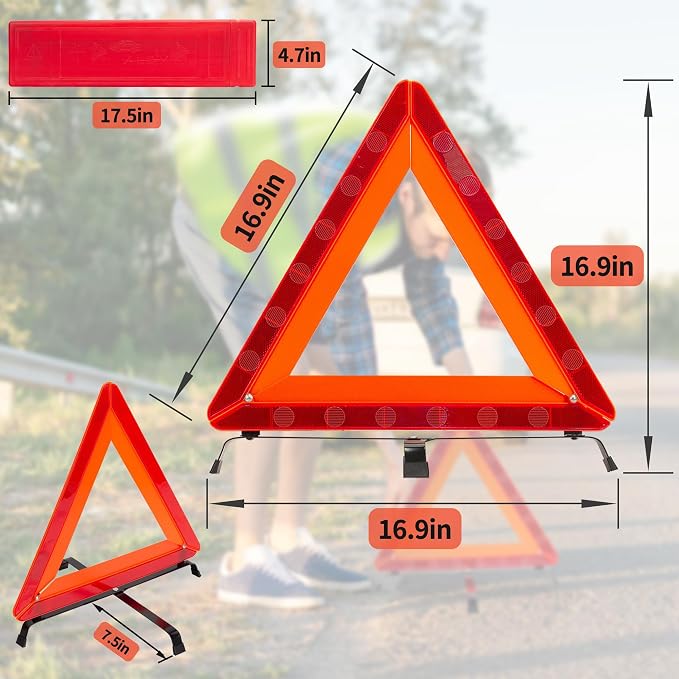 AYKRM 3Pack Car Warning Triangle Heavy Reflective Warning Road Safety Triangle - Image 2