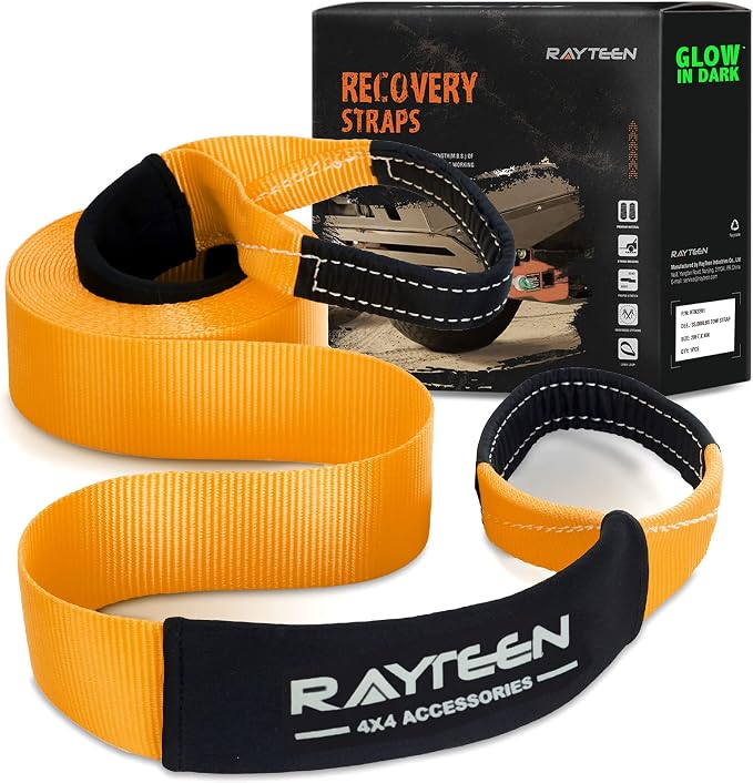 Genuine 33, 000lb Xtreme Heavy Duty Recovery Tow Strap | 20ft x 4in Vehicle Tow by RAYTEEN
