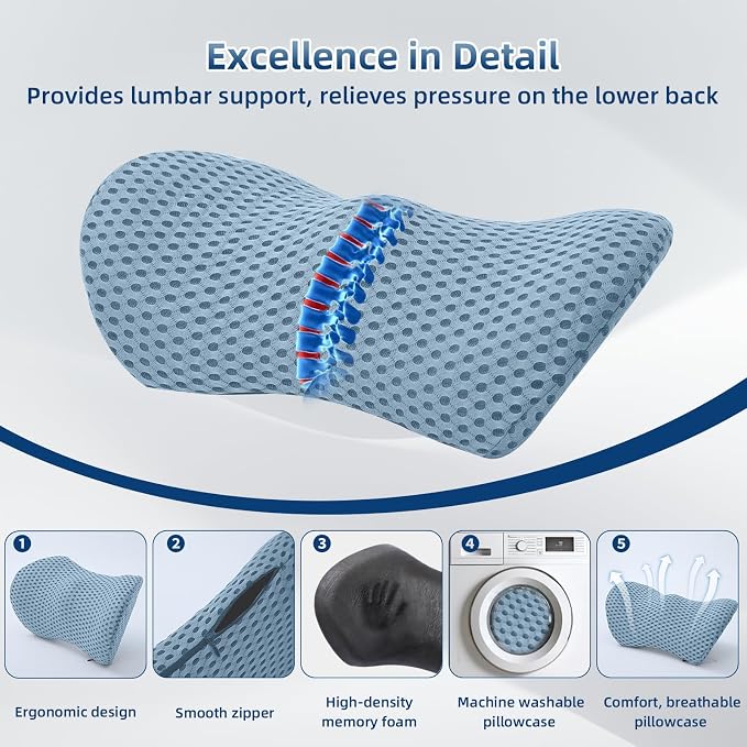 Lumbar Pillow, Memory Foam Lumbar Support Pillow - Image 2