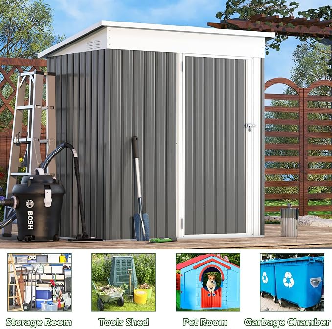 AECOJOY 5' x 3' Outdoor Storage Shed, Small Metal Sheds & Outdoor Storage - Image 2
