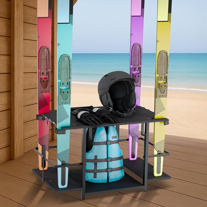 Water Ski Storage Rack – Garage Ski Rack Freestanding Organizer by Unknown