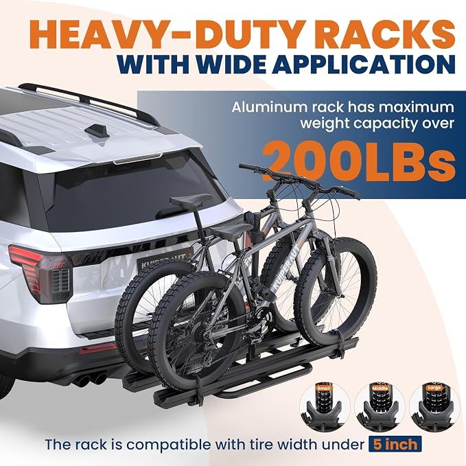 Aluminum 2 EBikes Rack Foldable 2'' Hitch Mounted Carrier Racks w/Ramps Over - Image 2