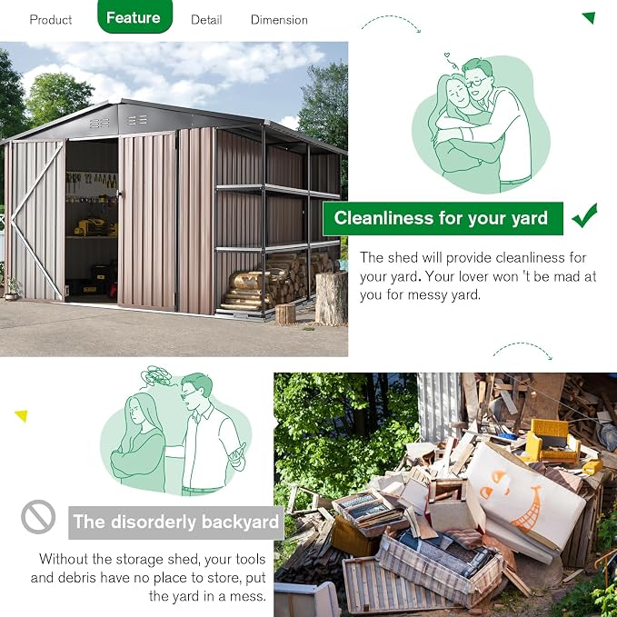AECOJOY 10x8 Metal Storage Shed - Image 6