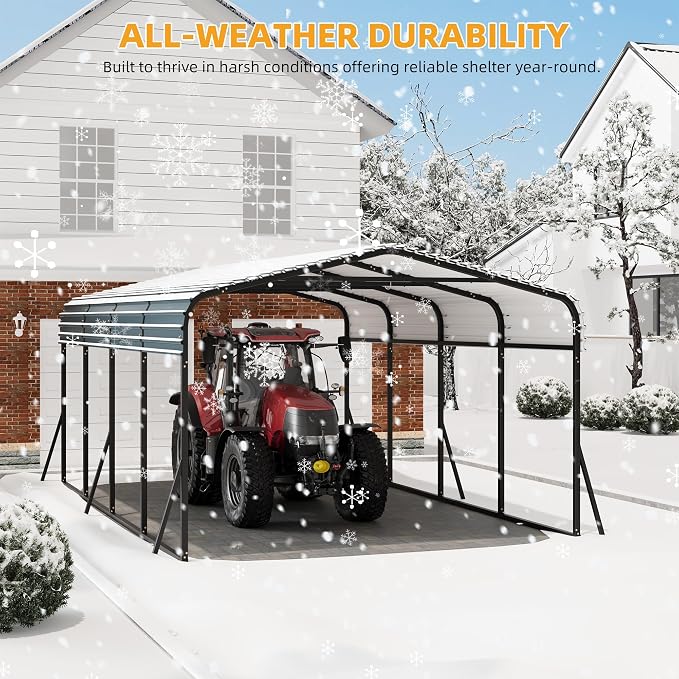 12 x 20 FT Metal Carport with Galvanized Steel Roof, Heavy Duty Metal Roof - Image 8