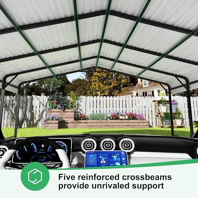20x20 FT Metal Carport with Heavy Duty Carport Canopy, Car Port with Reinforced - Image 2