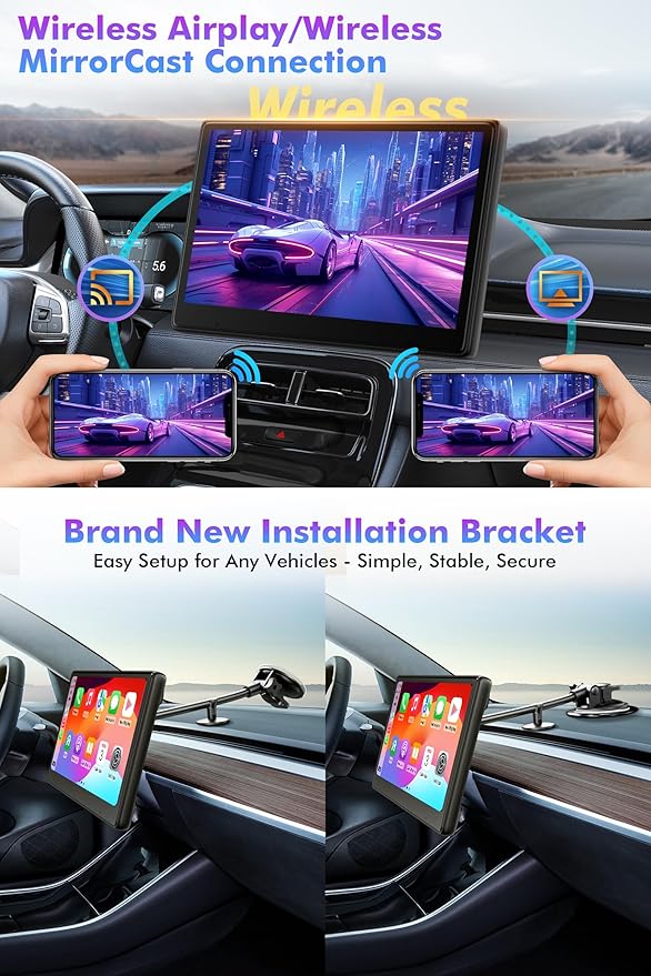 10" Touch Screen for Car, Used for Wireless Apple Carplay Android Auto - Image 6