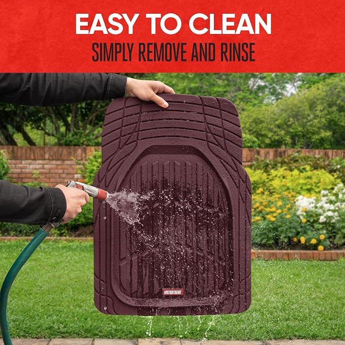 BDK Red All Weather Heavy Duty Car Floor Mats Interior Liners - Image 6