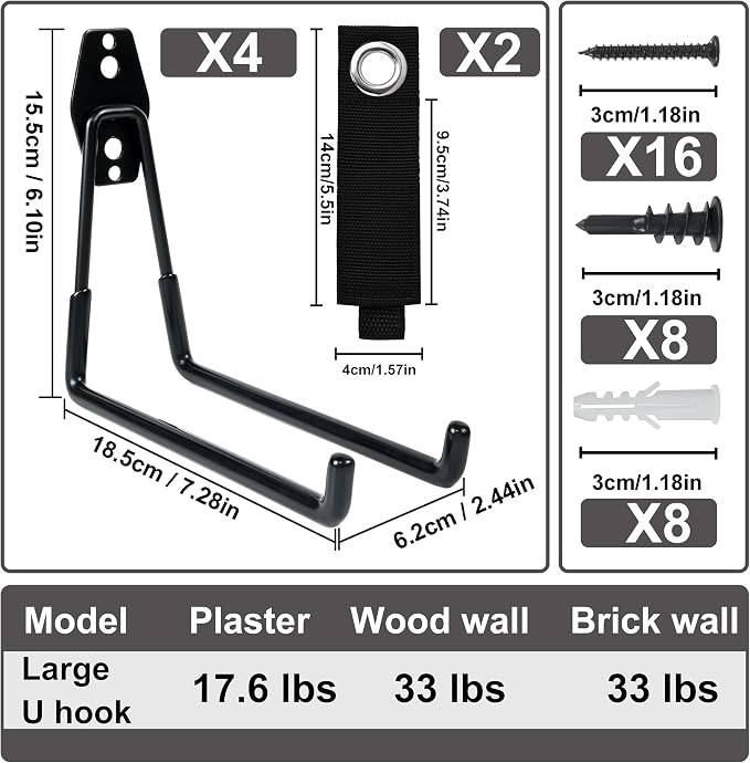 QUELIEN Large Garage Hooks, Heavy-Duty 7.5 in Cord Organizer - Image 2