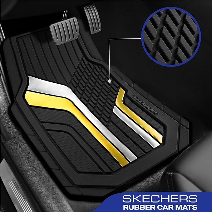 Skechers Heavy Duty Rubber Car Floor Mats, Dual Color Design Floor Mats - Image 2