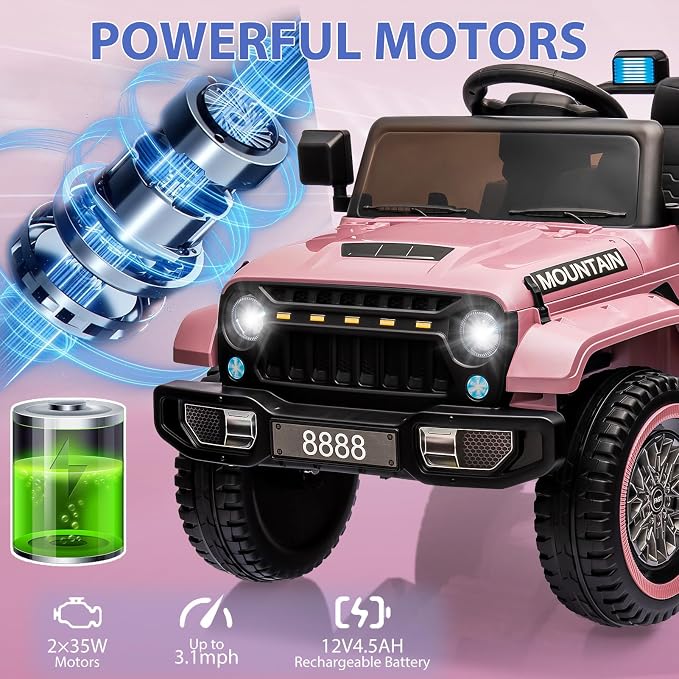 12V Kids Ride on Truck Car, 4 Wheeler Electric Vehicles - Image 2