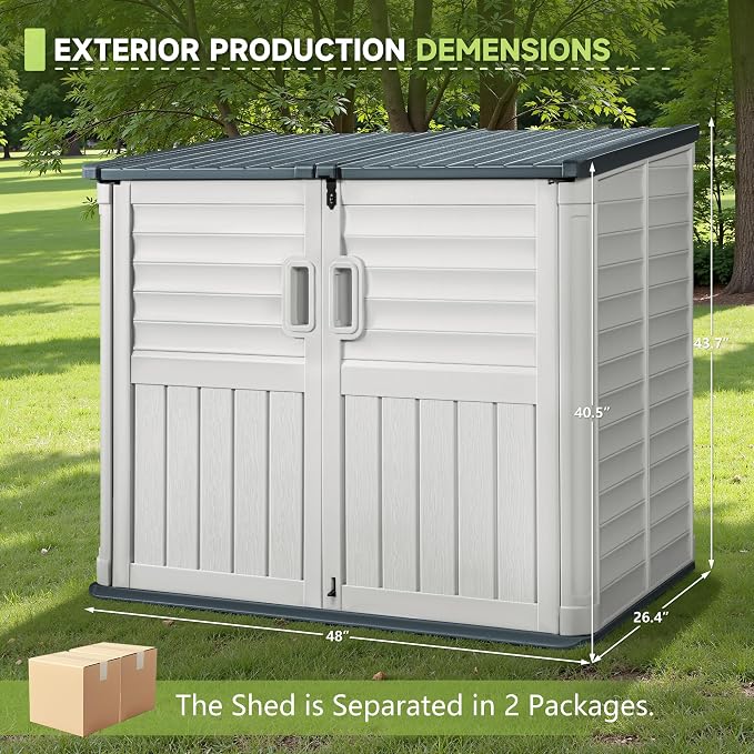 Devoko Resin Outdoor Storage Shed, 34 Cu Ft Outdoor Storage Cabinet Without - Image 6