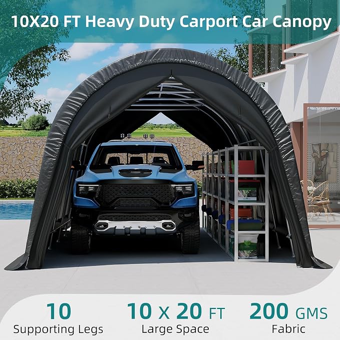 EROMMY Carport 10 x 20 FT Heavy Duty, Portable Garage - Image 7