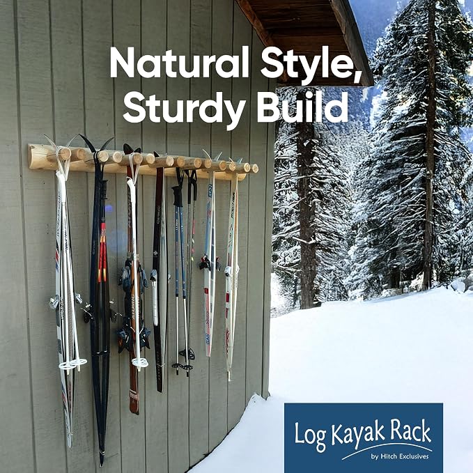 14-Place Log Ski Rack Wall Mount, Indoor Ski Storage Rack - Image 6