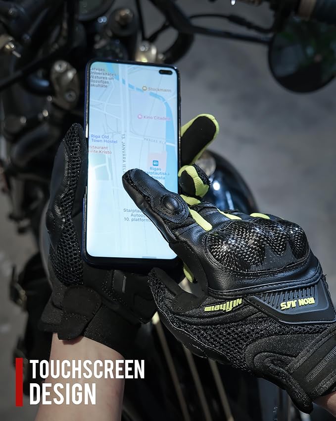 Motorcycle Gloves Touch Screen for Men Women Padding Hard Knuckle Cycling - Image 3