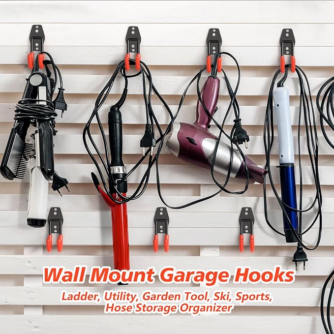 8 Pack 4.7x2.6 inch J Heavy Duty Garage Hooks, Solid Steel Wall Mount Hangers - Image 6