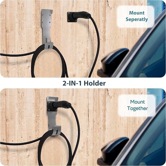 Tesla Charger Holder Wall Mount Kit, Sliver Mobile Connector Charging Cable Cord - Image 4