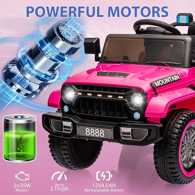 Hetoy Kids Ride On Truck Car, 12V Battery Powered Electric Car w/Parent Remote - Image 2