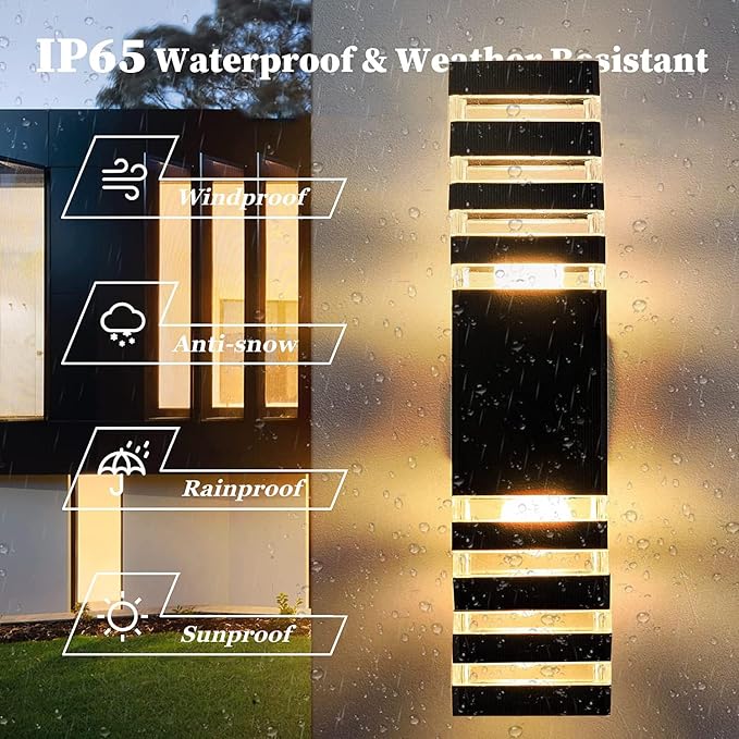 18inch LED Square Up & Down Wall Lights, 24W Outdoor Wall Light 4000K Day White - Image 3