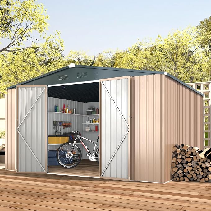 AECOJOY 12' x 10' Outdoor Storage Shed, Large 10x12 Metal Sheds & Outdoor - Image 2