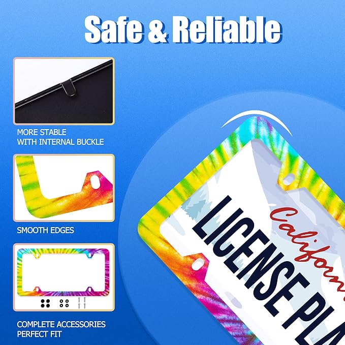 Colorful Hippie Tie Dye License Plate Frame Beautiful License Plate Stainless - Image 2