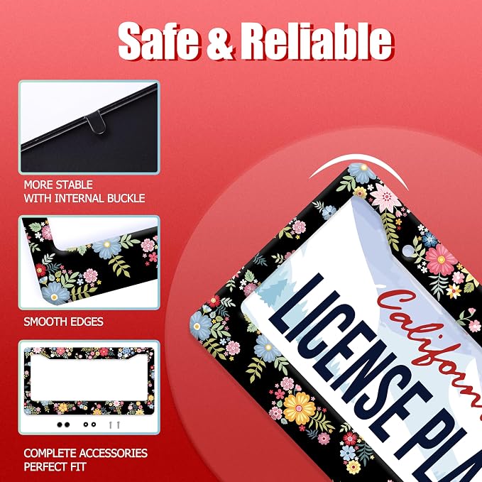 Colorful Flowers License Plate Frame Beautiful Floral License Plate Frames - Image 2