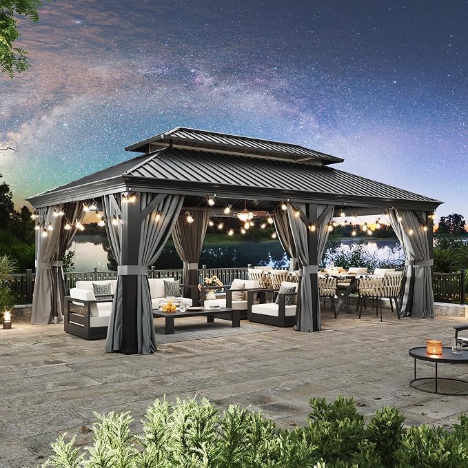 Aoxun 12' X 20' Hardtop Gazebo, Aluminum Outdoor Gazebo - Image 2