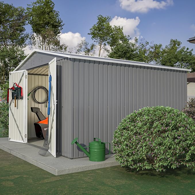 10x10 FT Outdoor Storage Shed, Large Metal Tool Sheds - Image 2