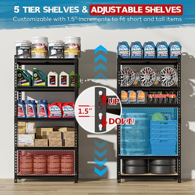 MUPATER 36" W x 18" D x 72" H Metal Storage Shelves, Heavy Duty Utility Shelf - Image 4