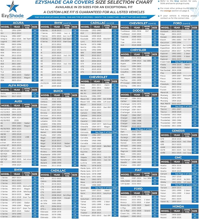 EzyShade 10-Layer Car Cover Waterproof All Weather. See Vehicle Size-Chart - Image 4